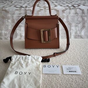 BOYY Karl 24 Tan Leather Handbag with Bold Buckle